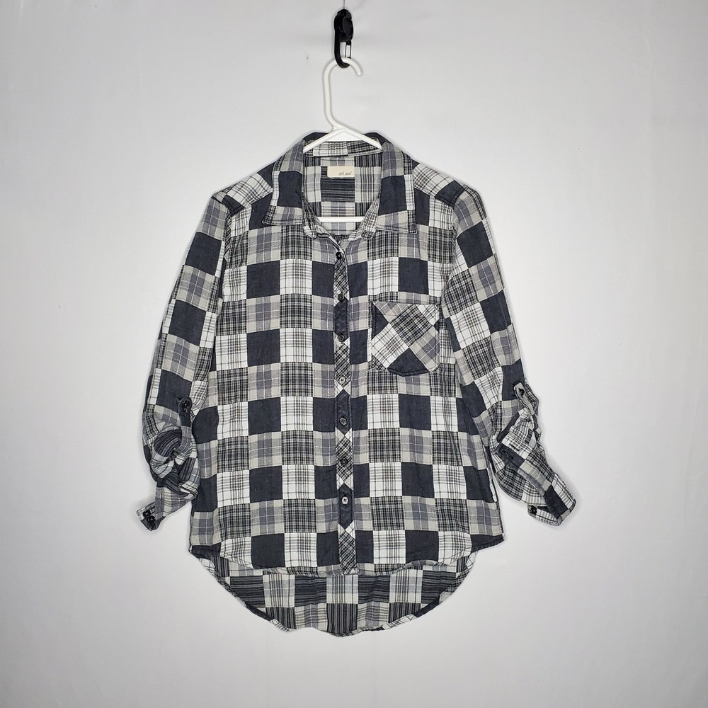 Vintage Wet Seal Patchwork Button Collar Shirt Juniors Small Madras Plaid Gauze